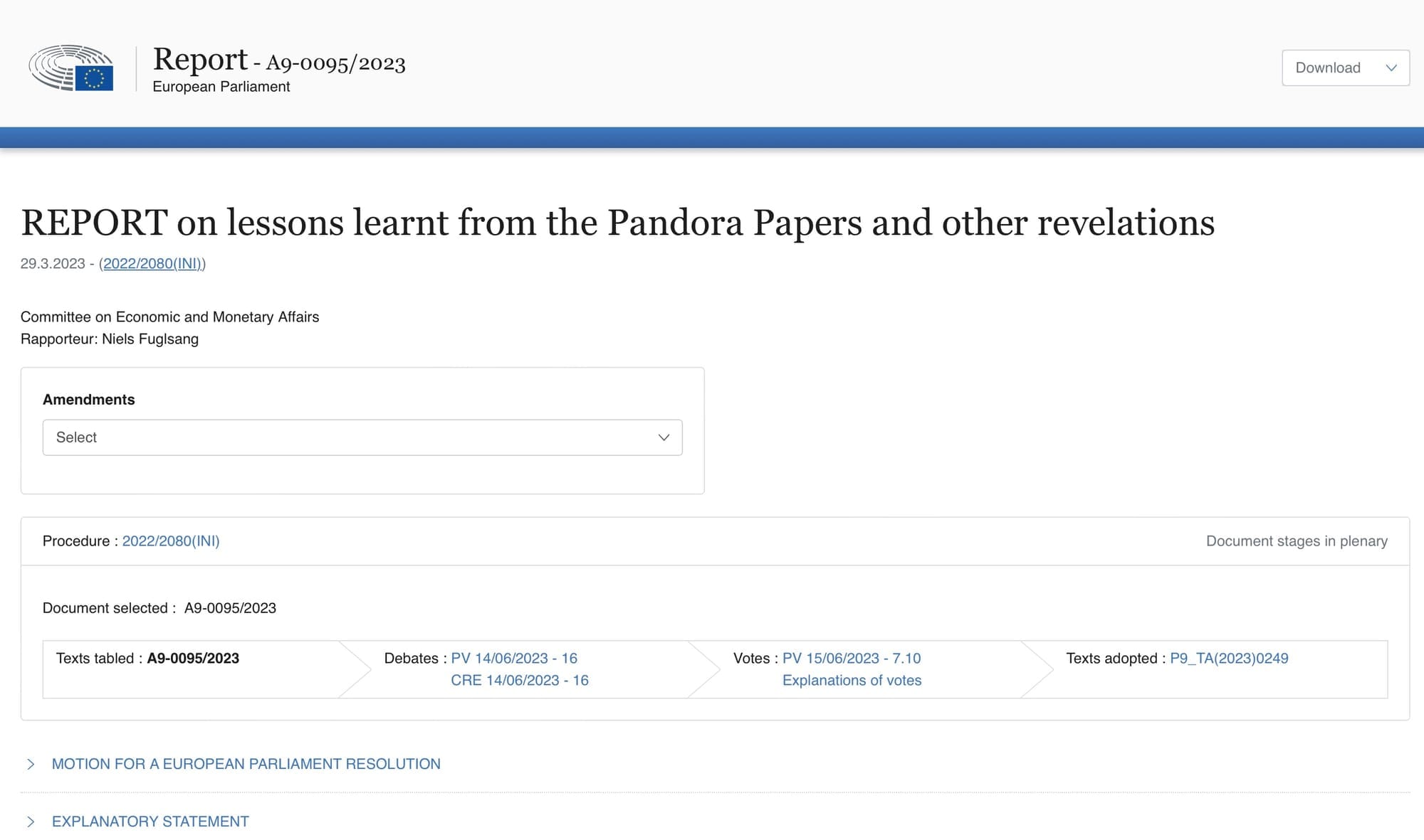 EU Reflections on the Pandora Papers