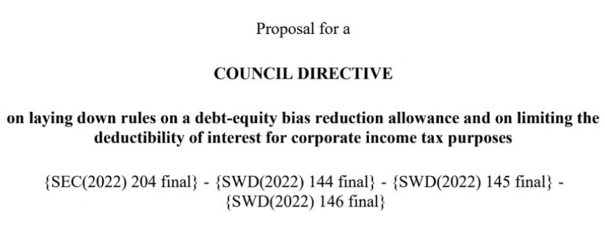 EU Debt-Equity Bias Reduction Directive